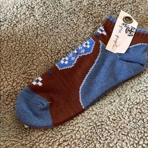 Free People Blue and Brown Patterned Socks